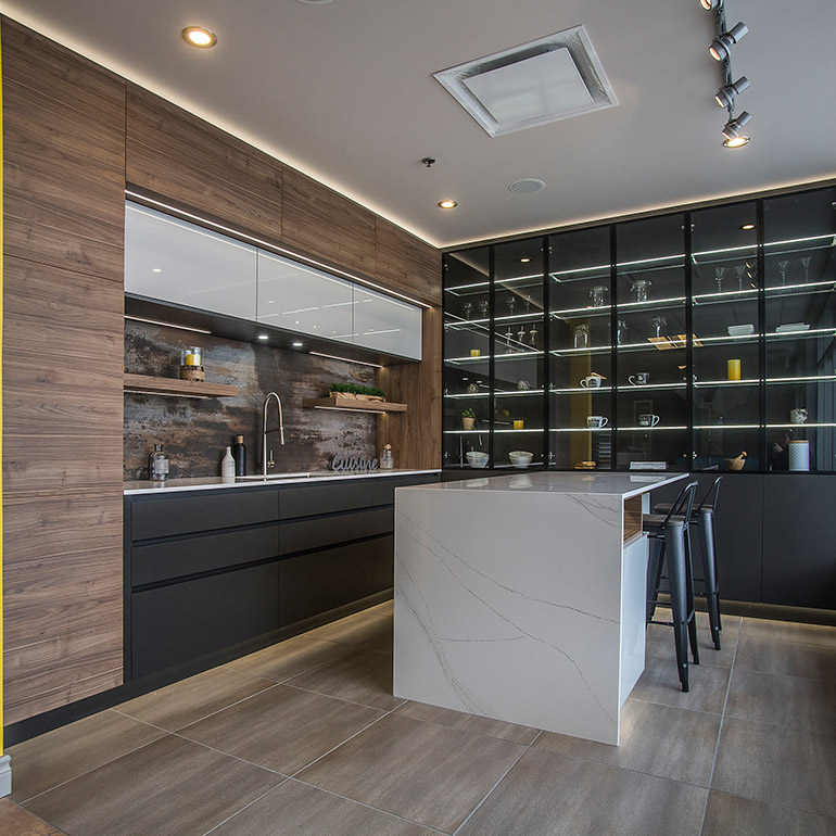 Materials should be selected to meet the requirements for the kitchen, and the choice will depend on the style and design of the room and on the client’s tastes and budget.